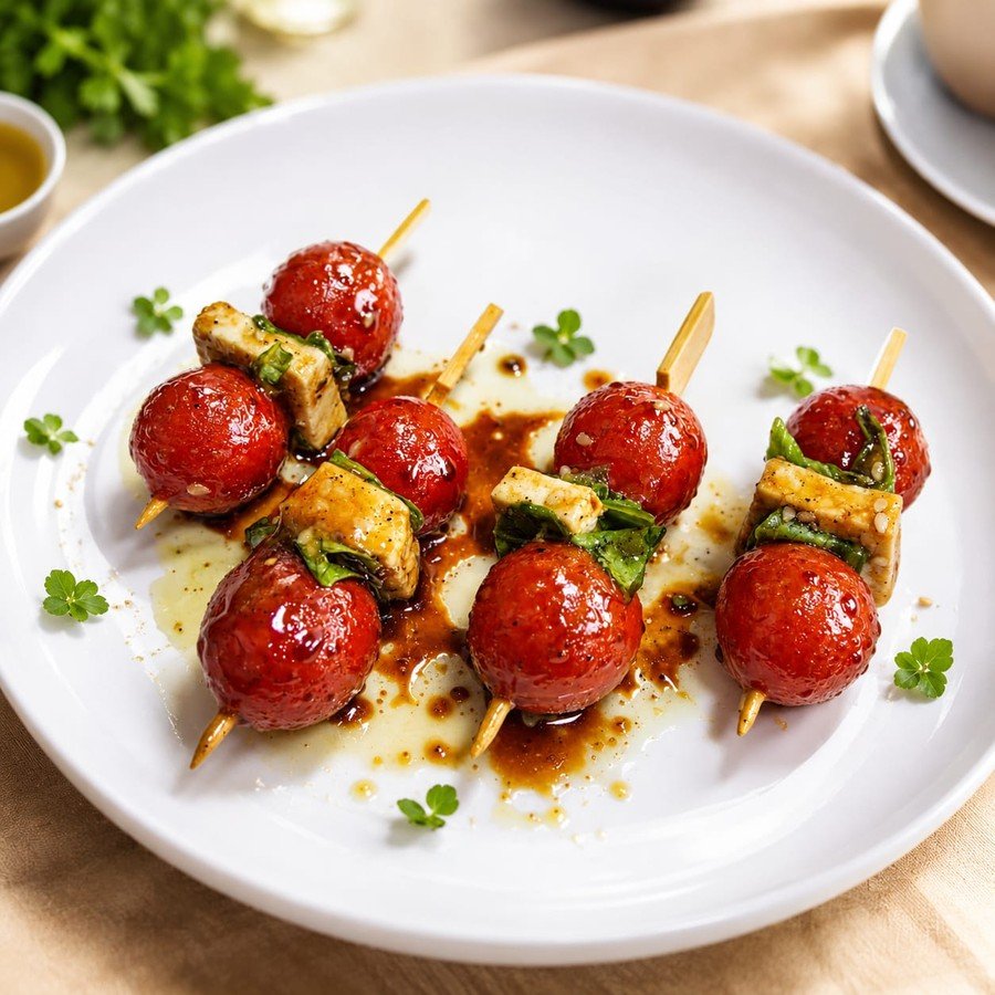 Paneer caprese pops canapé skewers, part of an FNB Caterers tasting menu