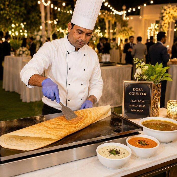 Live Dosa counter — South Indian catering station in Dubai